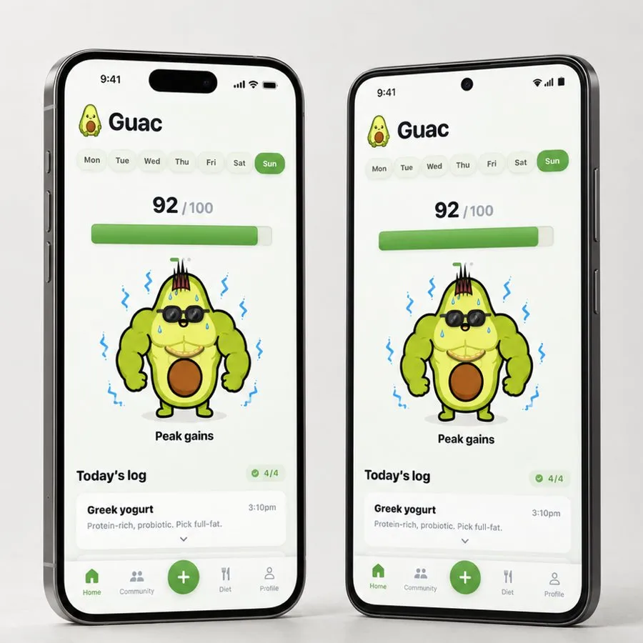 Guac en un iPhone y en un teléfono Android