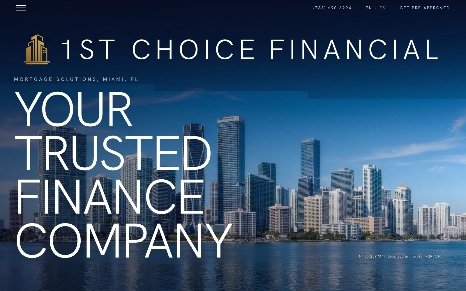 Página de inicio del sitio web de 1st Choice Financial en una ventana del navegador