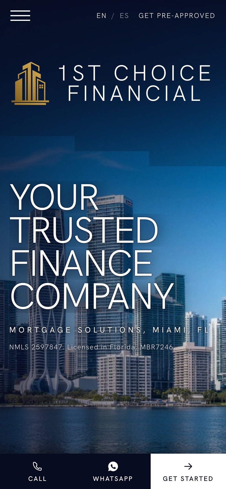 1st Choice Financial home page on a phone