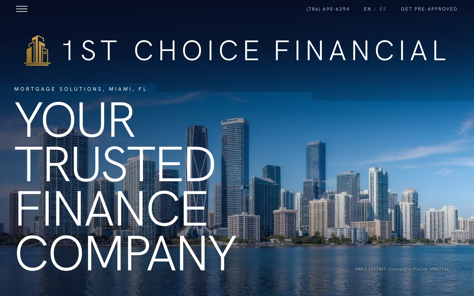 1st Choice Financial website home page, designed and built by The Meridian Bureau