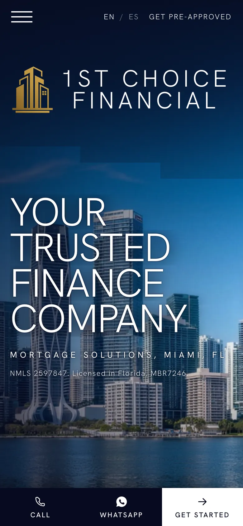 1st Choice Financial website on a phone